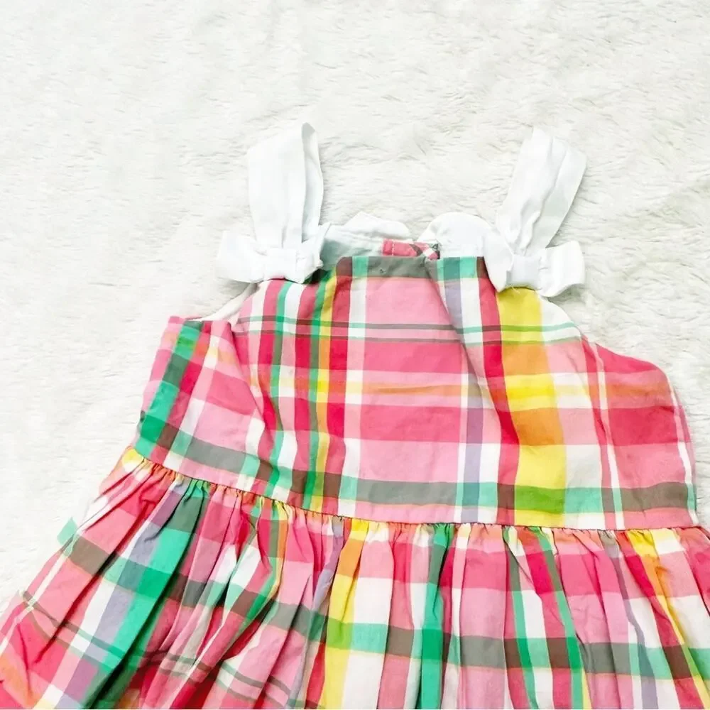 Janie and Jack Pink Plaid Dress sz 6-12 m happy in madras Sun Dress
